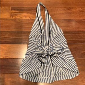 ZARA blue and white striped halter top